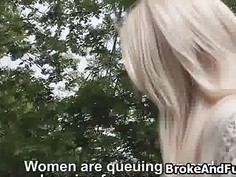 Dicking broke blonde teen in the park