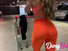 The fan followed the blonde in the market and at the gym and won the milf s a