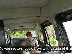 Horny redhead passenger banged by driver in the taxi