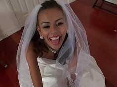 Janice Griffith in wedding dress pounded