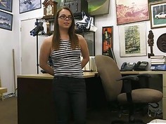 Preky tits chick in glasses pussy pounded by pawnkeeper